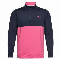 Puma Gamer Colourblocked 1/4 Zip Sweater Navy/Pink