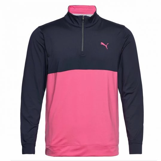Puma Gamer Colourblocked 1/4 Zip Sweater Navy/Pink