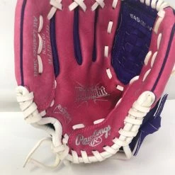 Used Rawlings 10'' Youth Highlight Series Fastpitch Softball Glove Ppl/Pnk/Wht LHT