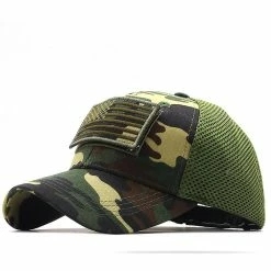 Qian Tactical Camouflage Baseball Caps Men Summer Mesh Military Army Caps Constructed Trucker Cap Hats With Usa Flag Patches