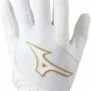 New Mizuno Finch Softball Padded Batting Gloves Adult Women Small White/Gold