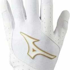 New Mizuno Finch Softball Padded Batting Gloves Adult Women Medium White/Gold