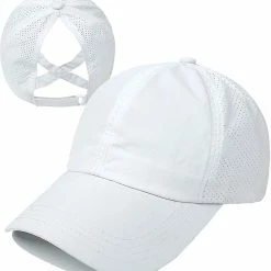 Unbranded Womens Criss Cross Ponytail Baseball Cap Adjustable High Messy Bun Ponycap Quick Drying Hat
