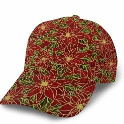 Bilking Baseball Cap Red Dad Caps Poinsettia Red Flowers Santa Cap Print Classic Fashion Casual Adjustable Sport For Women Christmas Hat
