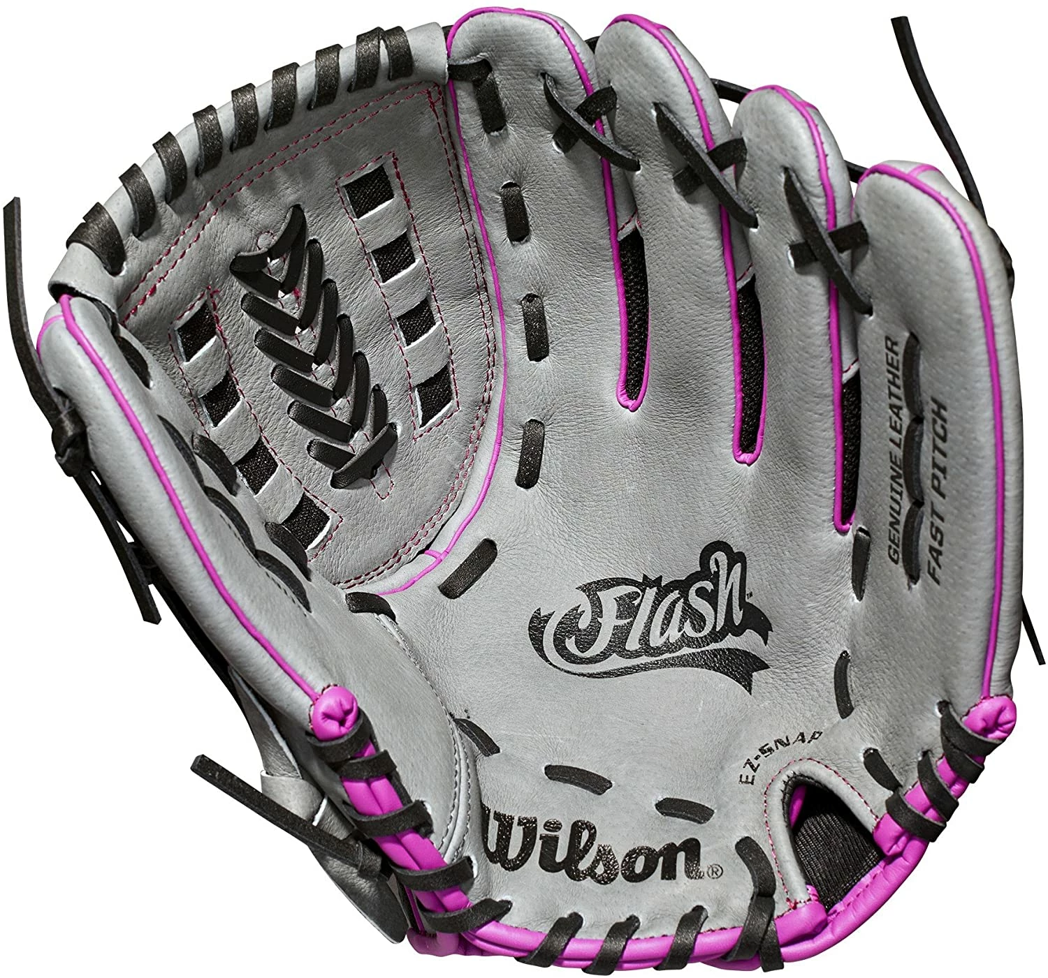 New Wilson Flash A04LF19115 11.5" Fastpitch Softball LHT Gry/Pnk Fielding Glove - Image 2