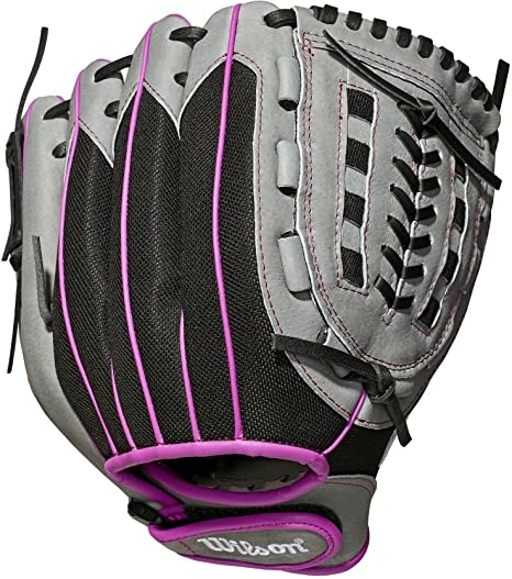 New Wilson Flash A04LF19115 11.5" Fastpitch Softball LHT Gry/Pnk Fielding Glove