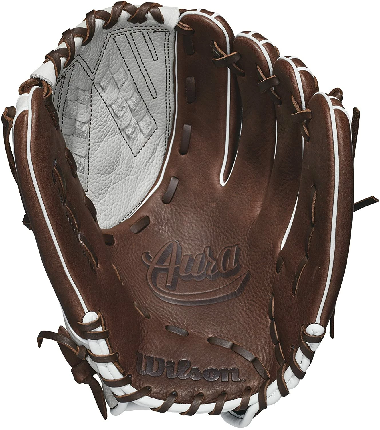 New Wilson Aura Fastpitch Softball Glove Series RHT 12.5 Inch Gray/Brown - Image 2