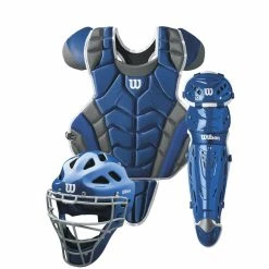 New Wilson C1K Catcher's Gear Kit Intermediate Royal/Blue Baseball/Softball